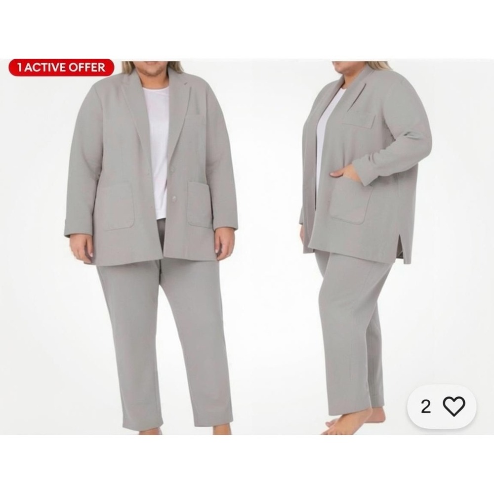 Carole Hochman 3 Piece Pajama Set Women Large Gray NWT Cardigan Top Pants